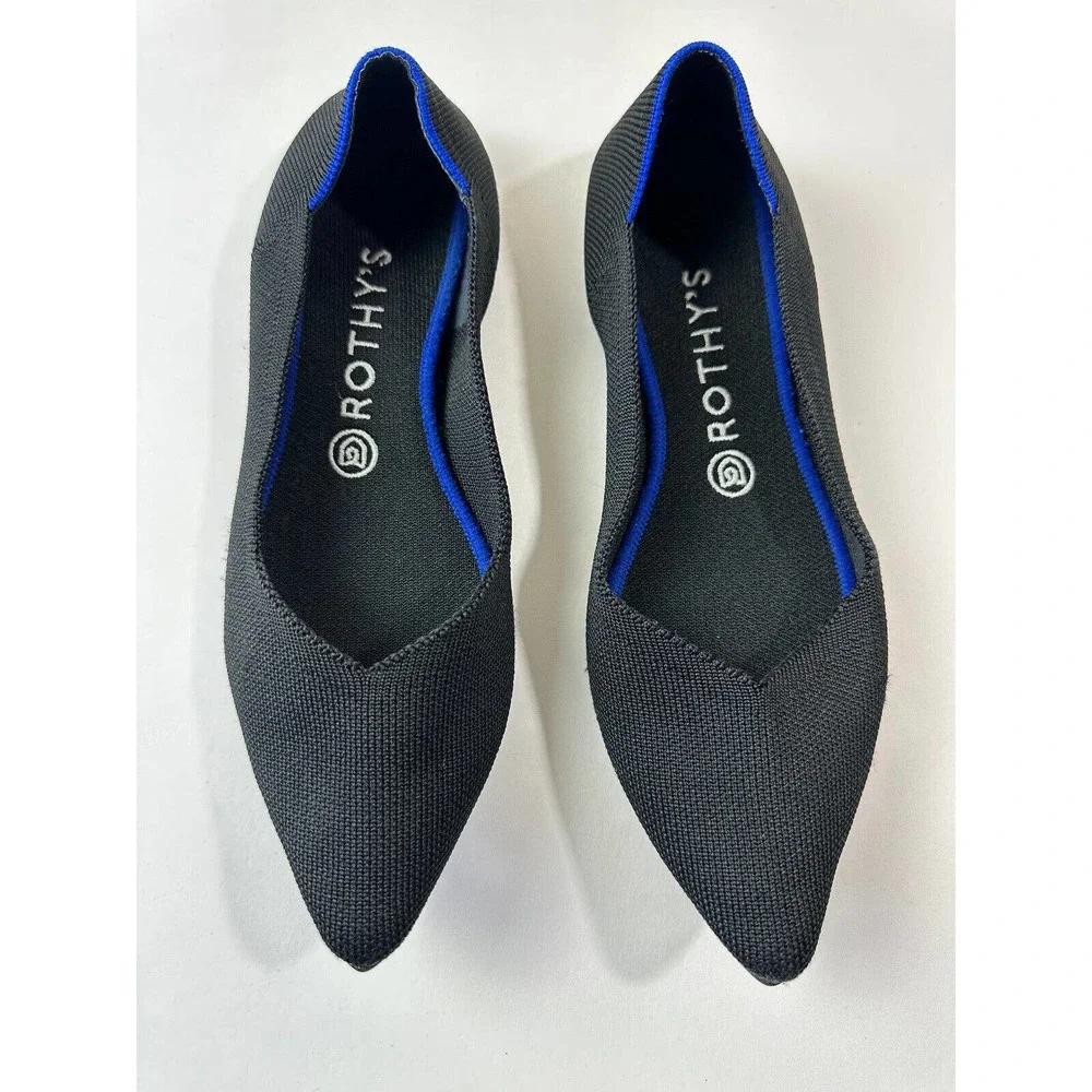 Rothy's The Point Black Solid Textile Ballet Flats Shoes Women's Size 9.5 - Picture 2 of 15